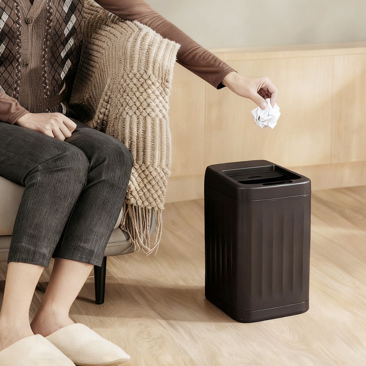 自動開閉センサー式ゴミ箱 15L スライドシャッター付き|非接触で衛生的 おしゃれダストボックス