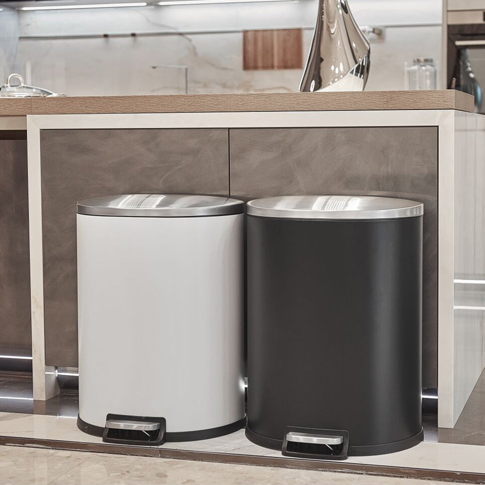 50L/45L対応 ペダル式ダストボックス ステンレス製|おしゃれ大型ゴミ箱・ふた付きスリムタイプ