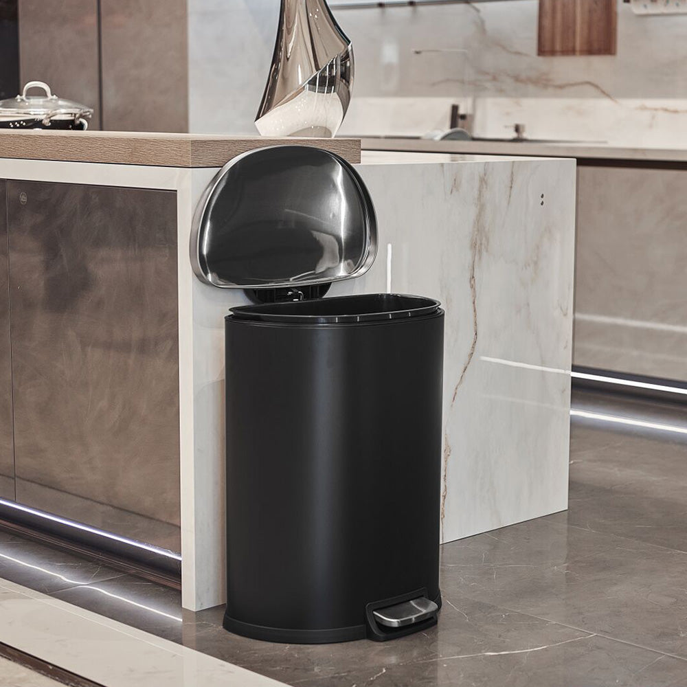 50L/45L対応 ペダル式ダストボックス ステンレス製|おしゃれ大型ゴミ箱・ふた付きスリムタイプ