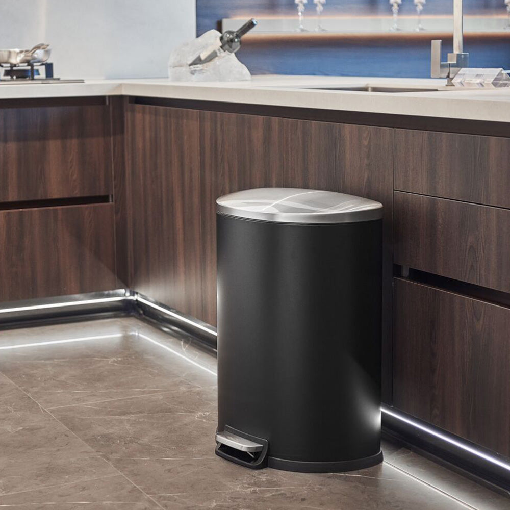 50L/45L対応 ペダル式ダストボックス ステンレス製|おしゃれ大型ゴミ箱・ふた付きスリムタイプ