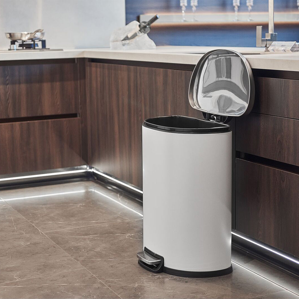 50L/45L対応 ペダル式ダストボックス ステンレス製|おしゃれ大型ゴミ箱・ふた付きスリムタイプ