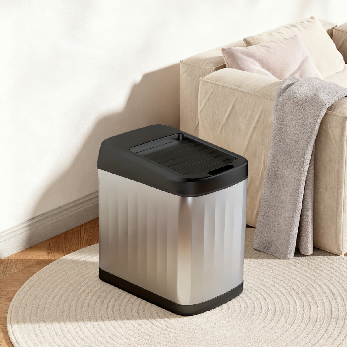 自動開閉センサー式ゴミ箱 15L スライドシャッター付き｜非接触で衛生的 おしゃれダストボックス