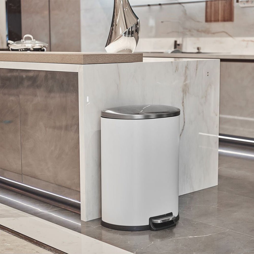 50L/45L対応 ペダル式ダストボックス ステンレス製｜おしゃれ大型ゴミ箱・ふた付きスリムタイプ